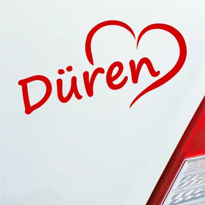Produktbild von Auto Aufkleber Düren Herz Stadt City Liebe Love Heimat 15,5x8 cm Rot Sticker Heckscheibenaufkleber