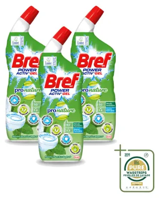Produktbild von 3 x Bref WC Power Activ+ Toiletreiniger Gel - Eucalyptus - 700 ml - Vorratspackung - 3 Stücke
