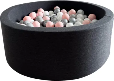 Produktbild von Monio for Kids - Graphite Runder Trockener Ballpool mit 200 Bällen 90x30 cm Baby Bällebad Spielpool abnehmbarer Bezug waschbar sicherer