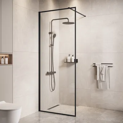 Immagine prodotto di Parete doccia Georgia - 50 x 200 cm - - Nero - Vetro di sicurezza 8mm