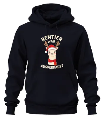Produktbild von Rentier war t Alpaka Weihnachten lustig Hoodie Kapuzenpullover, Navy, S