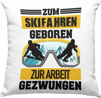 Produktbild von Trendation - Ski Fahren Deko-Kissen mit Füllung 40x40 Geschenk Skifahrer Geschenk Deko-Kissen mit Füllung 40x40 Lustig für Männer Frauen Skifahren Witz Spruch Sprüche (Rosa)