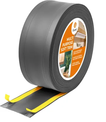Zdjęcie produktu dla QUEST Listwa wykończeniowa W1 z PCV 6w1 1x95mm, 5m samoprzylepna, maskująca elastyczna listwa podłogowa, ścienna, ciemnoszary