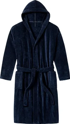 SCHIESSER Herren Bademantel mit Kapuze in blau