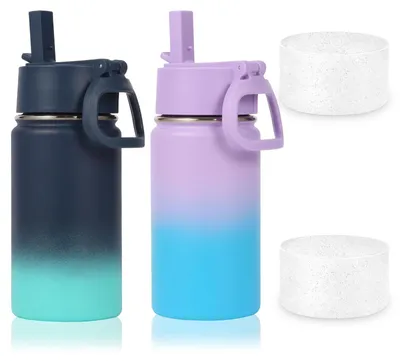 Productafbeelding van Omgoods - Set van 2 Dubbelwandige Waterflessen met Rietje
