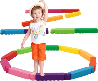 Produktbild von Kinder Balancebalken, 10 Steine, rutschfest, für Gartenspiel