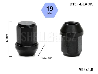 Produktbild von Matica kolesa M14x1,5 kužeľová uzavretá, kľúč 19, AD/S BLK, D13-BLACK, výška 34 mm