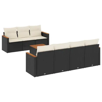 Produktbild von vidaXL 8-tlg. Garten-Sofagarnitur mit Kissen Schwarz Poly Rattan