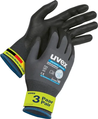 Produktbild von 3 Paar Uvex Phynomic Allround - Leichte Arbeitshandschuhe für Damen - Gr 08