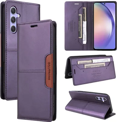Obrázek produktu pro Pouzdro pro Samsung Galaxy A54 5G, kožené flipové peněženkové pouzdro s přihrádkou na karty a stojánkem Fialová