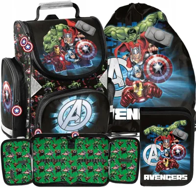 Produktbild von 3tlg AVENGERS Schulranzen set Ranzen Schulrucksack rucksack   Federtasche Sportbeutel MARVEL HULK IRON MAN CAPTAIN AMERICA THOR fur junge
