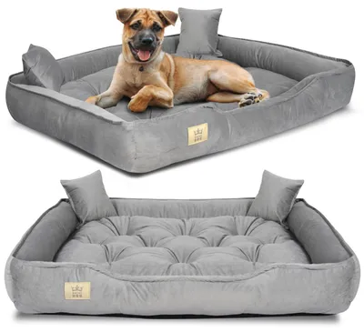 Produktbild von Hundebett, Laufstall, 130 x 105 cm, Samt, grau