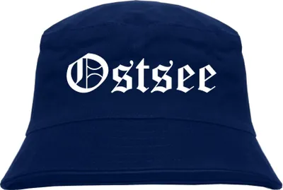 Produktbild von Ostsee Fischerhut - Dunkelblau - Altdeutsch - bedruckt - Bucket Hat Anglerhut Hut S/M Dunkelblau