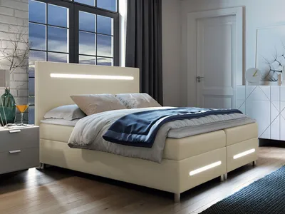 Obrázok produktu pre Boxspringová manželská posteľ 180x200 MARIELA - béžová  + topper a LED osvetlenie ZDARMA