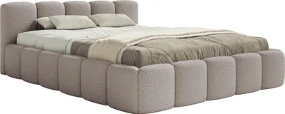 Produktbild von Selsey Cloudy Low - Polsterbett 200x200 mit Bettkasten und Metallrahmen-Lattenrost, hellgrau Bouclé