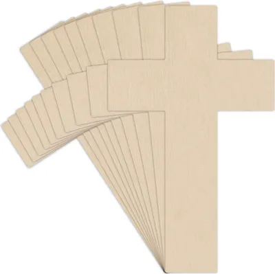 Produktbild von Creative Deco 10 x Dünne Kreuz-Anhängers aus Sperr-Holz | 10 x 6 cm | Unlackierten Form-Scheiben | Perfekte Ausschnite für Bemalen, Dekorieren, Geschenk & Decoupage