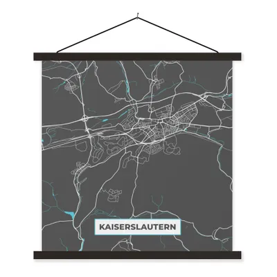 Produktbild von MuchoWow® Textilposter Stadtplan - Karte von Deutschland - Blau - Kaiserslautern - Karte 90x90 cm mit schwarzem Rahmen - Magnetisches
