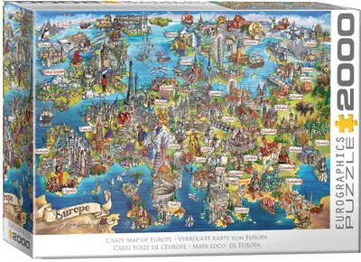 Immagine prodotto di Eurographics Puzzle verrückte Europakarte, 2000 Teile, 68 x 97 cm, 8220-6129