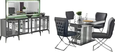 Produktbild von Esszimmertisch Esstischgruppe Tisch Stühle Set Essgruppe Kommode Garnitur 7tlg.