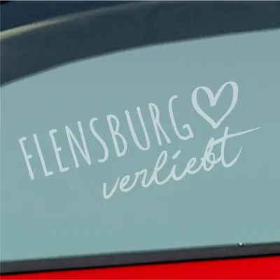 Produktbild von Auto Aufkleber Flensburg verliebt Herz Stadt Heimat Liebe Car 19x7 cm Milchglas Sticker Heckscheibenaufkleber