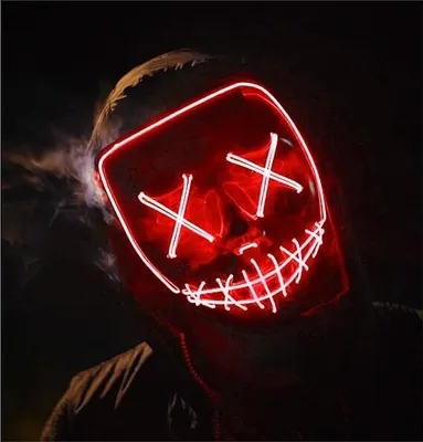 Produktbild von LED Purge Maske rot - Kostümmaske steuerbar für Halloween, Fasching & Karneval als Kostüm für Herren & Damen