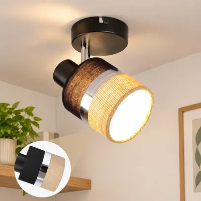 Obrázek produktu pro ZMH LED stropní svítidlo, jedno světlo, černé barvy, stropní lampa, vhodné do chodby, kuchyně, retro design, kovové, otočné o 350°, vhodné do ložnice