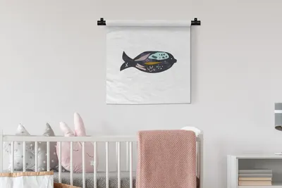 Produktbild von MuchoWow® Wandteppich Wandbehang Pastell - Schwarz - Fisch 60x60 cm Tapisserie Dekoration Wandtuch - Dekorationen - Wand Decke