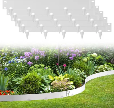 Produktbild von Jayseuw Rasenkante Schnecken Abwehr Verzinkt Blumenzaun Trennrand Gartenumrandung Stahl 100x18cm 90m Silber