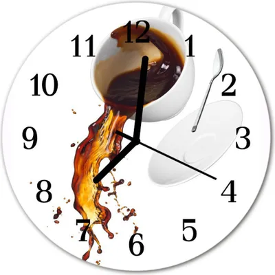 Produktbild von Glasuhr Wanduhr Küchenuhr Echt-Glas 30fi cm Kaffee weiß