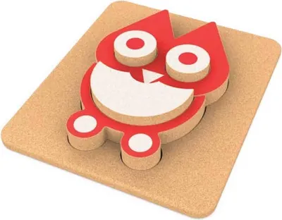 Produktbild von Ökologische Korkbausteine – Puzzle – 3D-Eule