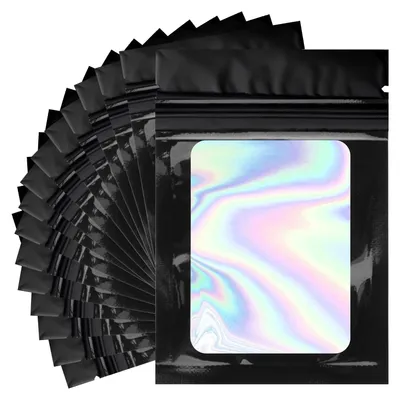 120 Mylar-Beutel 7x10 cm, schwarz, wiederverschließbar