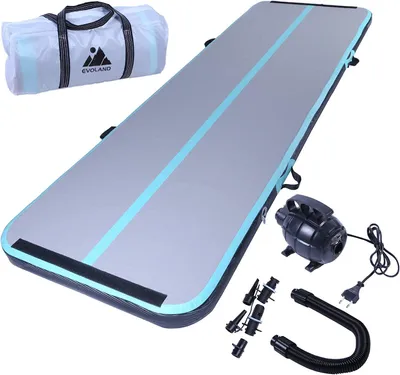 Produktbild von Aufblasbare Turnmatte mit elektrischer Pumpe, für Gymnastik, Yoga, 300 x 100 x 10 cm