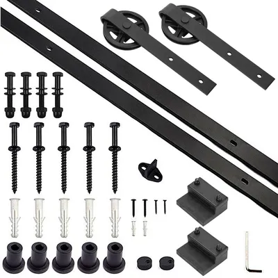 Produktbild von Fiqops Schiebetürsystem Montageset Laufschiene Holztür Schiebetürbeschlag 183/200cm
