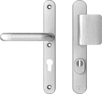 Produktbild von AXA Sicherheitstürbeschlagset – Oval Plus – Türgriff aus Aluminium – Modell Pusher D – PC72 mit Kernzugsicherung – Schmaler Schutz