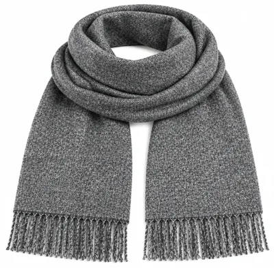 Produktbild von Kuschelig weicher XL Schal Damen Grau Meliert mit Fransen - Flauschiger Winterschal, KI-generiertes Bild