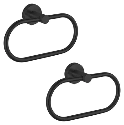 Produktbild von Omgoods – Set aus 2 schwarzen Handtuchringen aus Edelstahl