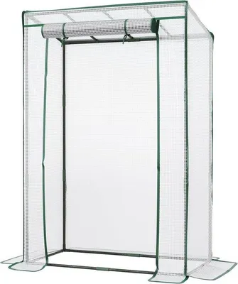 Zdjęcie produktu dla Altana ogrodowa z dwuspadowym dachem, wymiary 100 x 50 x 150 cm, z roletą, z ochroną przed promieniowaniem UV, do uprawy pomidorów, owoców, kwiatów i roślin, do użytku na zewnątrz, kolor biały.