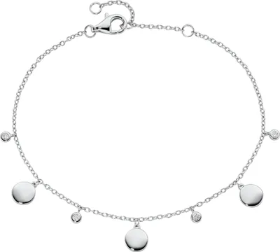 Produktbild von Armband Smart Jewel mit runden Plättchen und Zirkonia als Behang, Silber 925 Silber 19 cm