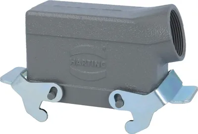 Produktbild von HARTING Han 16B Tüllengehäuse niedrig, 1xM32 seitlicher Kabelabgang, mit 2 Querbügeln Verschraubung M32 Klemmbereich