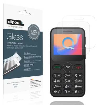 Produktbild von 2x Schutzfolie für Alcatel 3085 matt - Anti-Shock 9H Folie dipos Glass Kunststoffglas