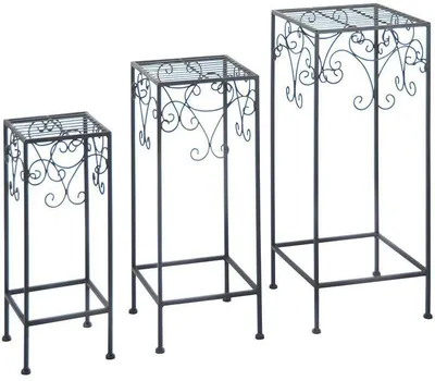Image de Esschert Design Tables pour plantes, set de 3 ; BPH96 ; 21,6x21,6x50,1 / 26,1x26,1x60,5 / 31,4x31,4x70,2 cm