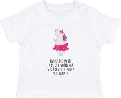 Produktbild von Mr. & Mrs. Panda Babyshirt Einhorn Ballerina 0. - 6. Monat - Weiß - Geschenk, Party, Wohnung,  T-Shirt, Spaß, Baby Oberteil, Unicorn, Kurzarmshirt, Kleinkind