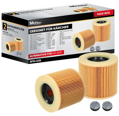 Obrázek produktu pro McFilter – Filtr vhodný pro vysavače Kärcher WD1, WD2, WD3, 3.200, 3.500, P Premium, rozšíření MV2, MV3, A2054, A2101, A2254, A2604, SE 4001, SE 4002, náhrada za KFI 3310, 6.414-552.0, 547.0-772.0
