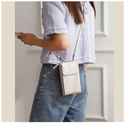 Produktbild von CRSUSUKJ Kleine, tragbare Handytasche aus Kunstleder, Damen-Umhängetasche, Portemonnaie mit Kartenfächern