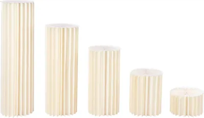 Produktbild von Blumenständer Papp-Säulen - 5er-Set - Wabenstruktur - PVC-Platten - Kunststoffrahmen - Tragkraft 50 kg je Ständer - Hochzeit & Partydeko - Weiß
