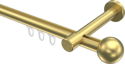 Produktbild von Interdeco Innenlaufstange / Gardinenstange mit Innenlauf Messing-Optik, Typ Prestige Luino (Kugel), 20 mm Ø 1-läufig, 220 cm