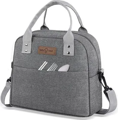 Produktbild von Isolierte Lunchbox Grau, wiederverwendbar, groß, leckfrei, für Arbeit, Picknick