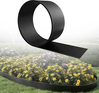 Image de UISEBRT Noir Flexible Bordure de pelouse 5m Longueur 15cm Hauteur Métal Bordure de jardin Bordure de parterre pour pelouse, bordure de tonte, parterre de fleurs