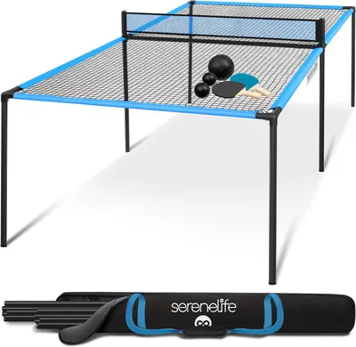 Immagine prodotto di Tavolo da ping pong SereneLife, trampolino da ping pong per esterni, tavolo da ping pong 240x120x83 cm, tavolo da ping pong con rete, racchette e palline