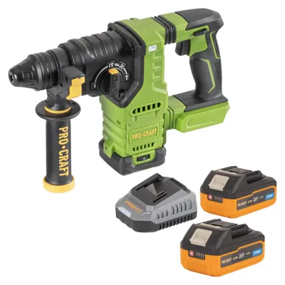 Zdjęcie produktu dla Akumulatorowa wiertarko-wkrętarka Procraft PHA30bb 20 V 2,8 J SDS plus Brushless + 2x akumulator 4,0 Ah + ładowarka